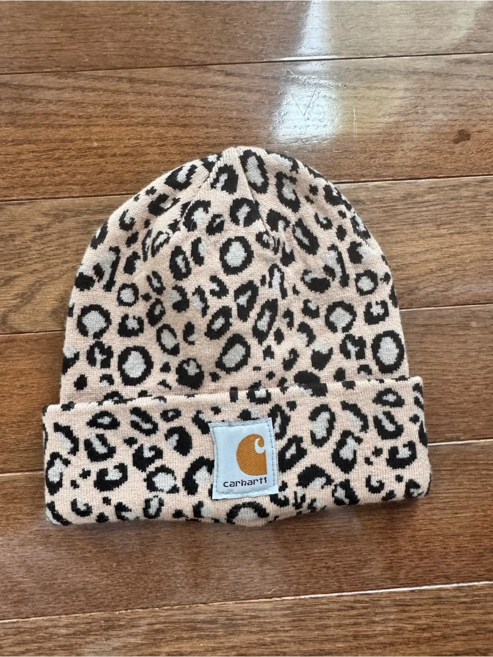 Carhartt Womens Leopard Print Beanie - Tan & Black